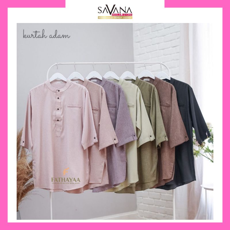 (Ready Stock) Kurtah Adam by Fathayaa Indonesia bahan Katun Madinah Adem Halus (set Couple gamis Set