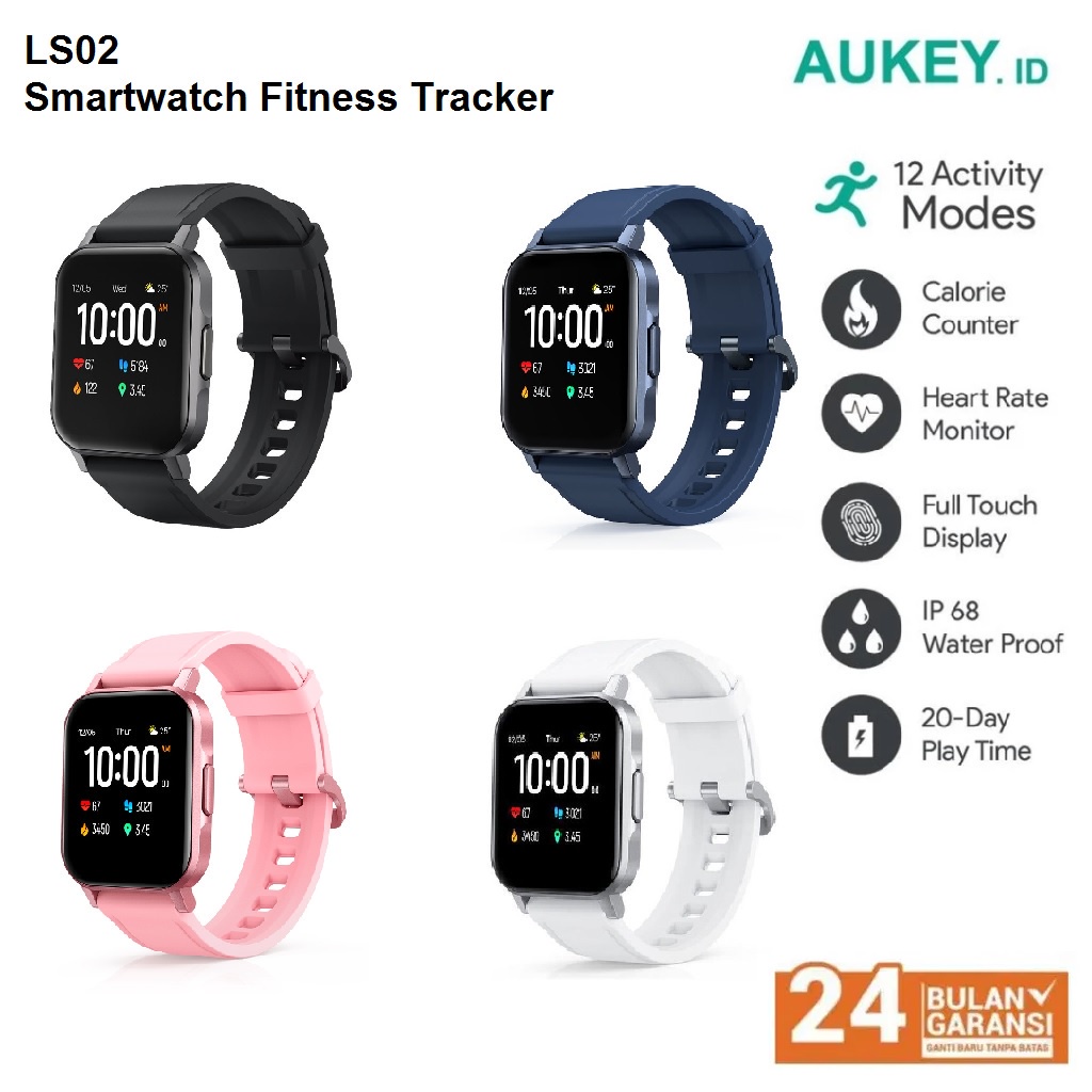 AUKEY LS02 - Smartwatch Fitness Tracker Waterproof Heart Rate Sensor - Jam Tangan Pintar Tahan Air dengan Sensor Detak Jantung