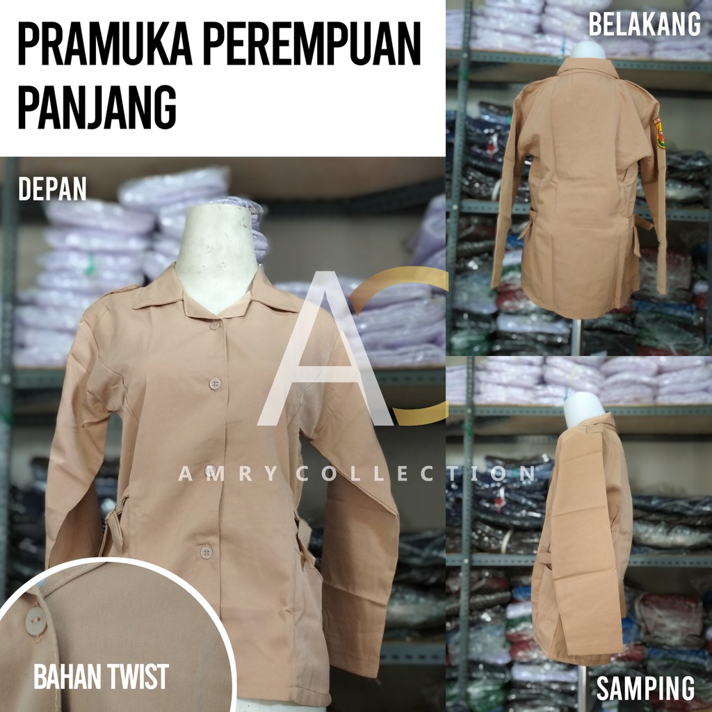 Seragam Pramuka perempuan panjang SD - SMP - SMA  bahan twist/licin Baju pramuka Seragam sekolah