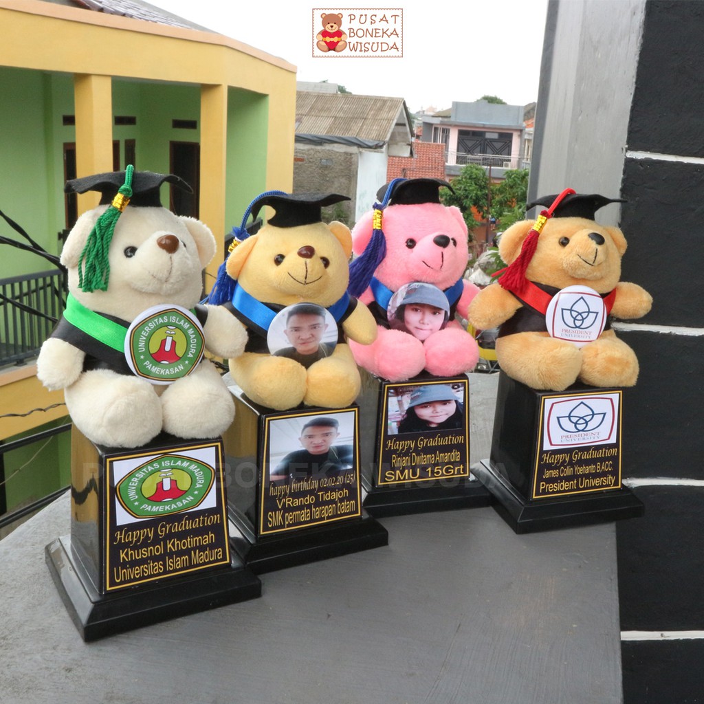 Piala Boneka Wisuda Mika Kado Hadiah Souvenir sekolah TK PAUD SD SMP Grosir Murah anak nama Custom