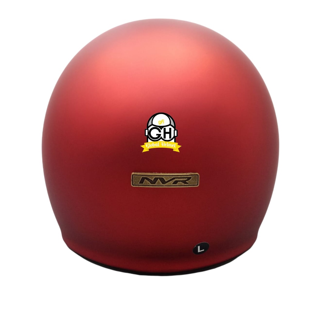 Helm Retro List Chrome Maroon Doff Helm Bogo Half Face SNI Free Kaca Flat