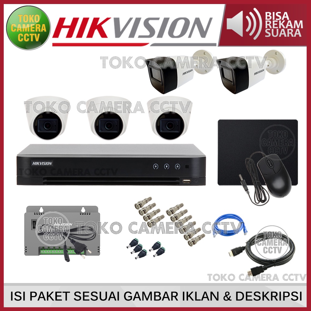 PAKET CCTV HIKVISION 5MP 8 CHANNEL 5 KAMERA AUDIO