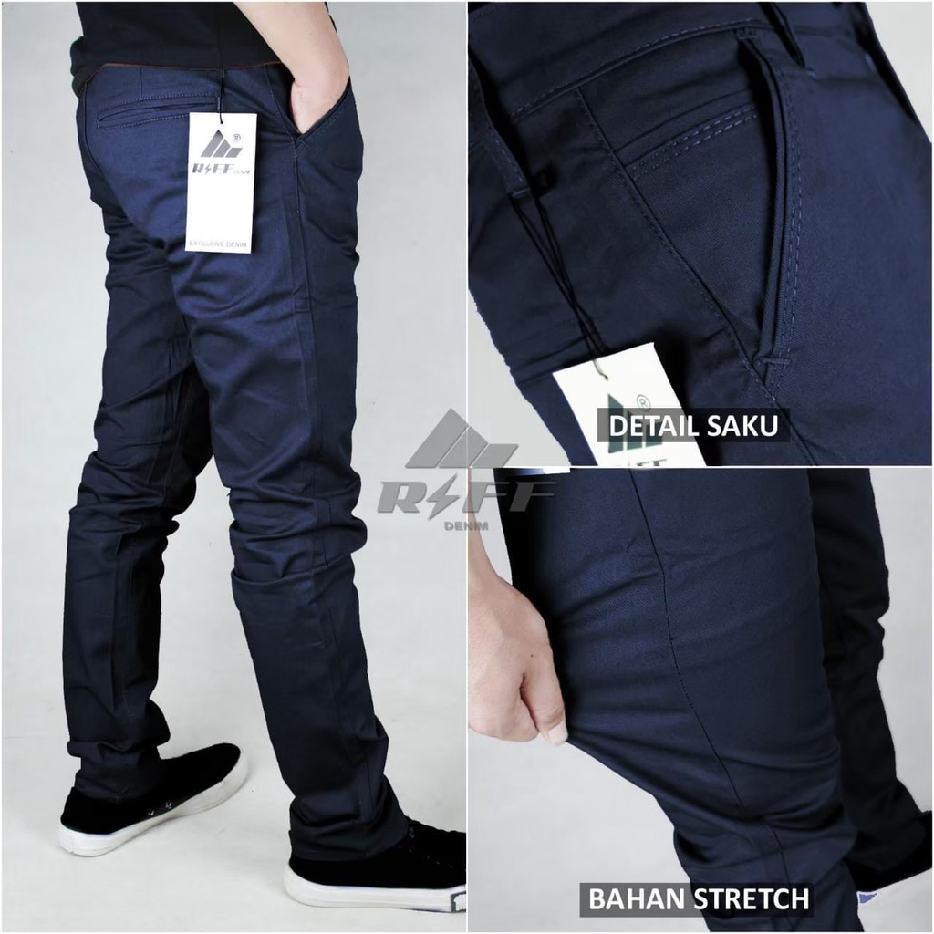 TERLARIS ! CELANA CHINO PANJANG PRIA SLIMFIT DISTRO ORIGINAL RIIF DENIM MURAH BERKUALITAS PREMIUM BAHAN MELAR  STREACT