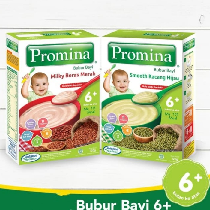 PROMINA Bubur Susu Bayi 6m+ 120gr Beras Merah Kacang Hijau MPASI