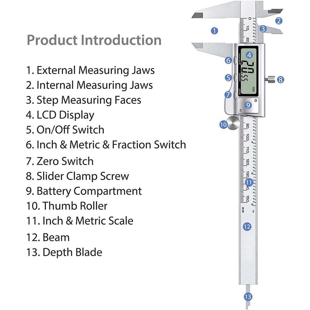 Digital Caliper Meter Jangka No Digital 0-150MM Jangka Caliper Sorong Sigmat Digital LCD Screen