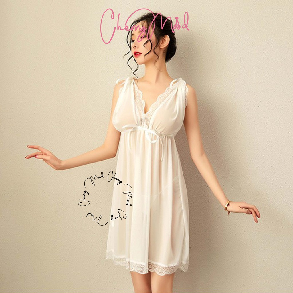 CAMELLIA Lingerie Sexy V-Neck Renda Pita 2 Style Baju Wanita Jumbo Transparant Fashion Import Baju Dinas Depan Suami Sleepwear G-string Termurah Baju Malam Pertama Terbaru Pakaian Dalaman Wanita-4