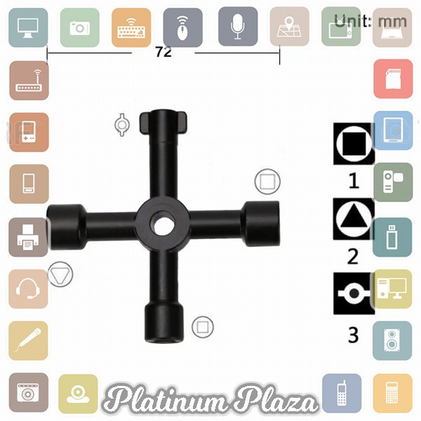 DIHAKI Kunci Pas Multifungsi 4 in 1 Universal Elevator Cross Triangle Key - LXX3116 - Black`3A3T8B-