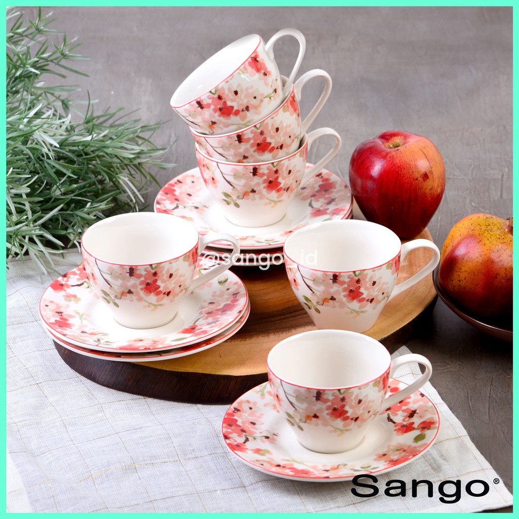  SANGO  Set Cangkir Cherry Blossom Isi 12 Shopee Indonesia