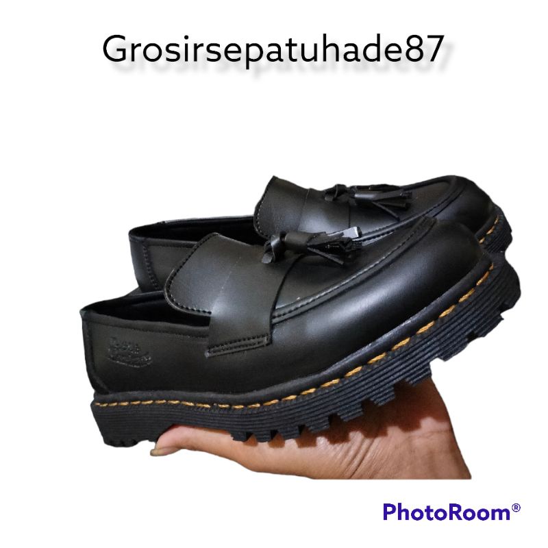 dr. martens sepatu loafers pria wanita unisex autsole kaca dan autsole hitam eu 36-45