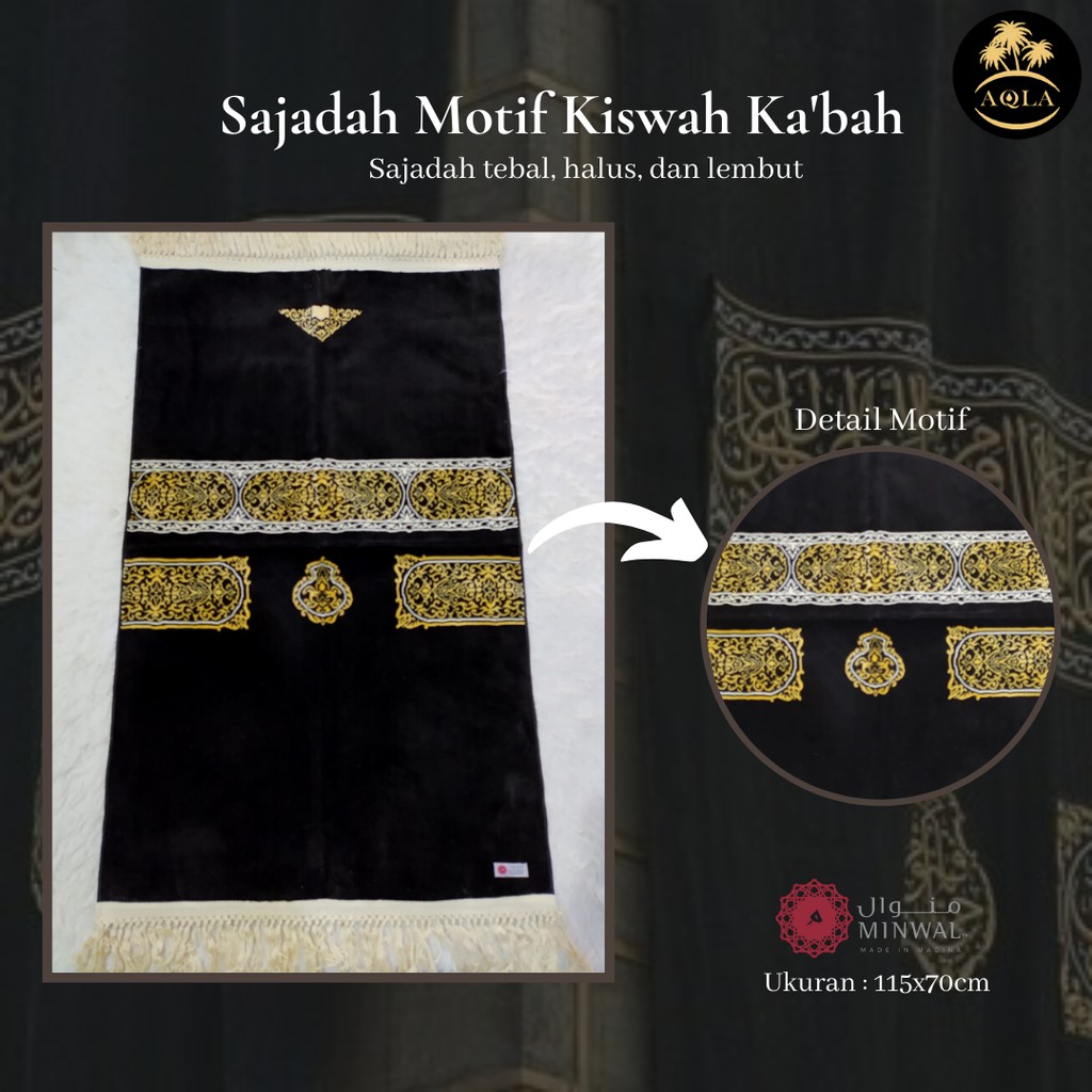 SAJADAH KISWAH KABAH ALMINWAL MADINAH PREMIUM ORIGINAL FREE TOTEBAG