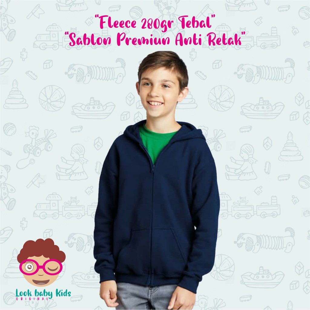 jaket hoodie anak polos