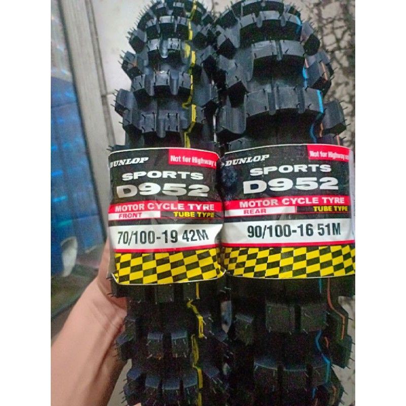 ban dunlop d 952 ring 16/19 sepasang 70/100-19 dan 90/100-16 ban motor cross/trail