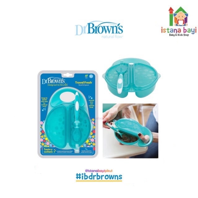 Dr.Brown’s Travel Fresh Bowl and Snap In Spoon - Mangkok makan bayi TF010