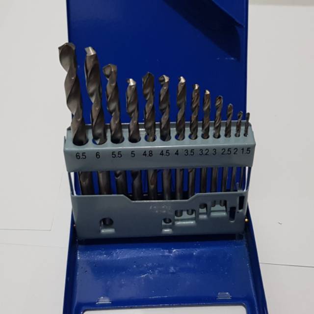 mata bor besi set 13pcs / HSS twist drill bit 1.5 - 6..6mm original