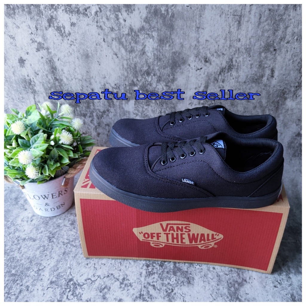 Sepatu Vans_Era Authentic warna Full Black Hitam Polos Sepatu sekolah kuliah gaya