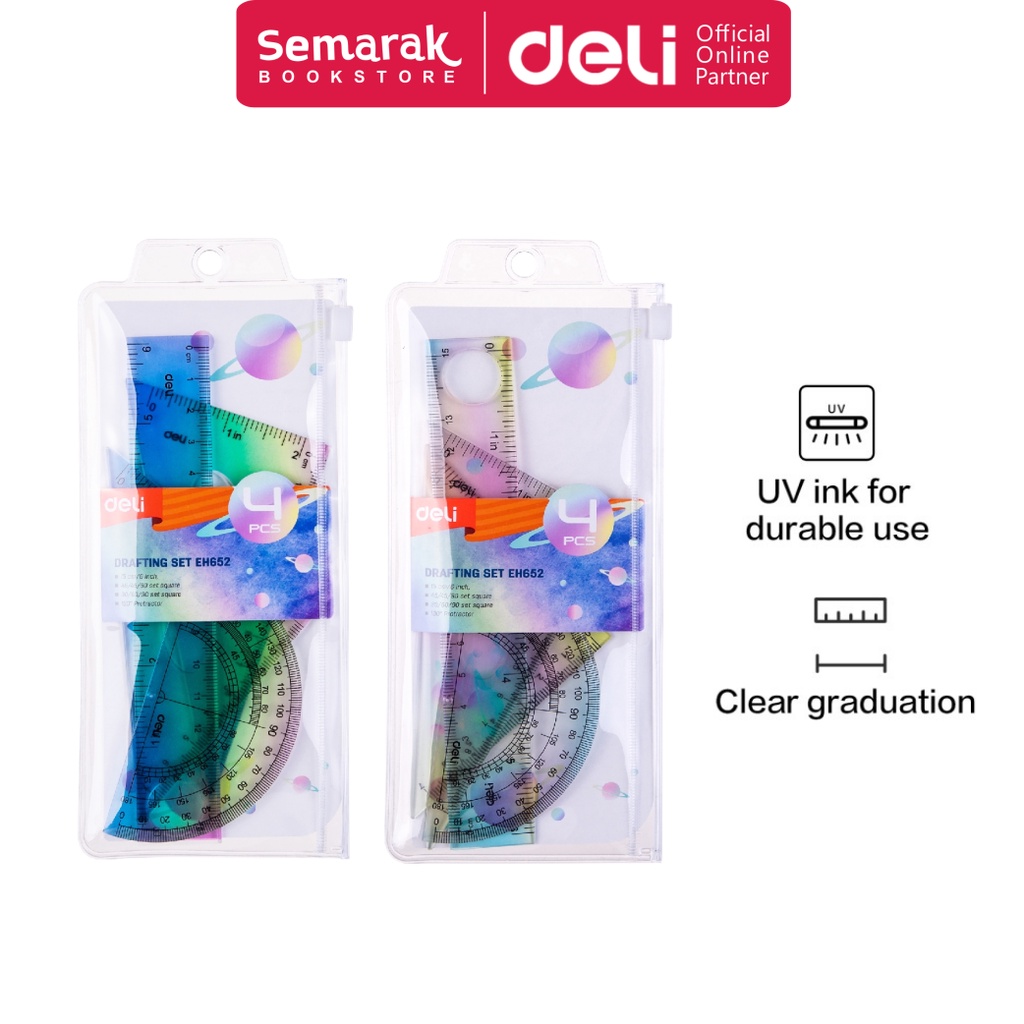 

Deli EH652 Drafting Set Penggaris Segitiga dan Busur - Galaxy [1 Set]