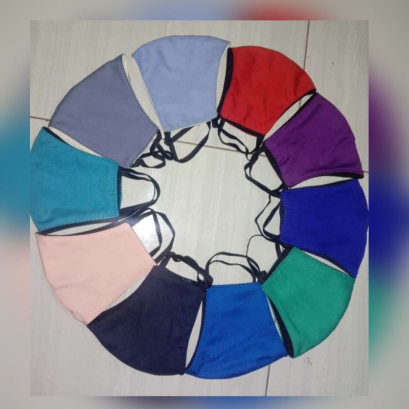 MASKER KAIN POLOS ANAK WARNA  RANDOM 3 PLY/LAPIS EARLOOP HARGA GROSIR