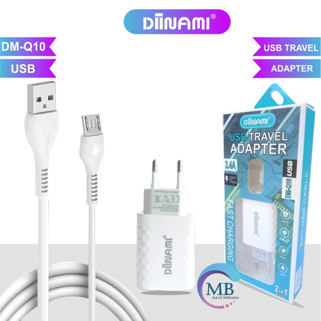 BM058 Diinami Q10 Cashan charger original 2.4Amper Samsung oppo xiaomi realme Vivo Free kabel Micro MB959