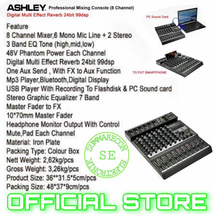 Mixer | Mixer Audio Ashley 8 Channel Original Ashley Remix 802 Bluetooth Usb Berkualitas Terbaik