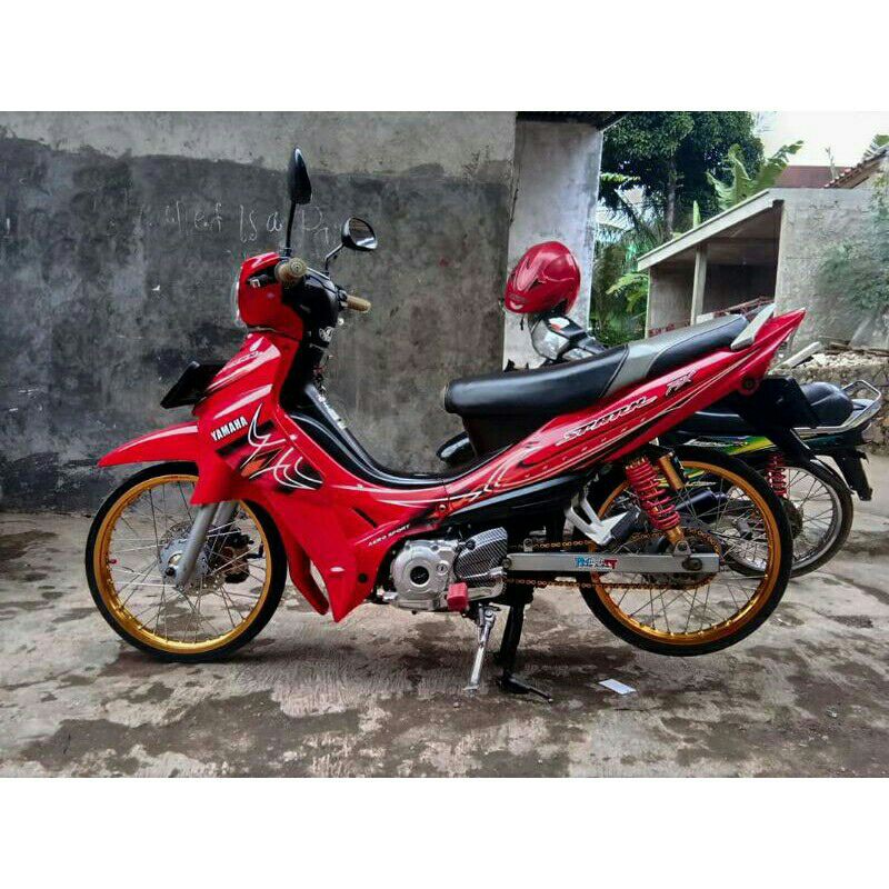 striping variasi lis body motor jupiter Z spark merah hitam