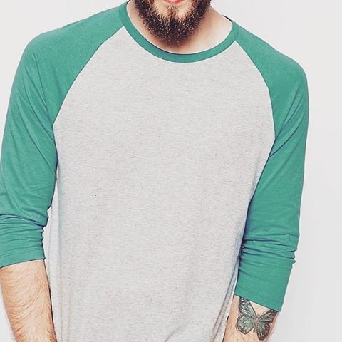 KAOS RAGLAN PRIA COTTON COMBED 30S LENGAN 3/4 KOMBINASI ABU  / HIJAU TOSCA HAO TA