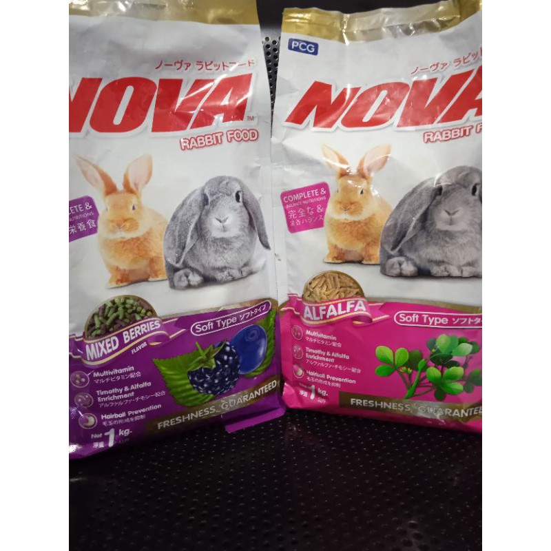 makanan pelet kelinci nova rabbit food alfalfa mix berries 1 kg