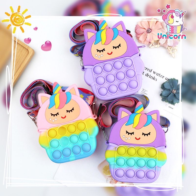 TAS ANAK POP IT JELLY / TAS POP IT ANAK SELEMPANG UNICORN / TAS POP IT ANAK TERMURAH - P-037