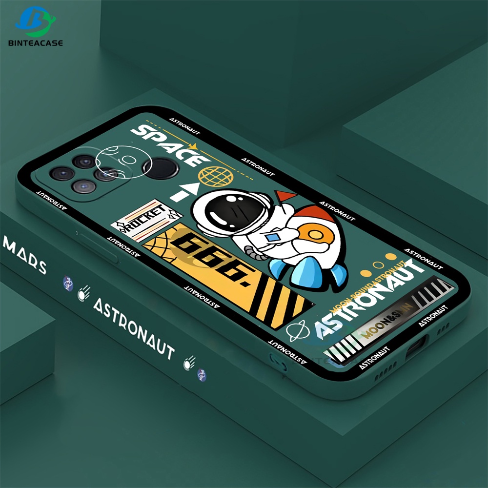 Realme 10 C21Y C35 C25Y C21 RealmeC11 C25 C17 C15 C12 C3 C2 Realme 8i 7i 5 5i 6i 6Pro 7Pro Fashion Luar Angkasa Astronot Roket Pola Silicone Phone Case Binteacase