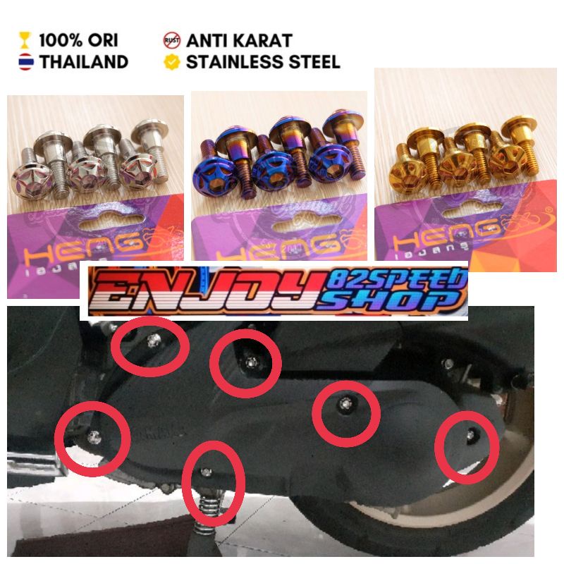 sepaket 6 Baut pb asli probolt cvt yamaha nmax lexi aerox xmax asli thailand