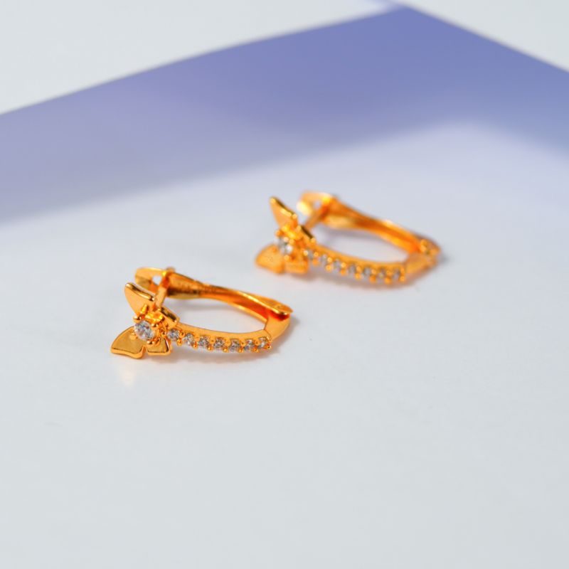 Anting Emas Jepret 1 Baris Plat Kupu - Toko Emas Gadjah