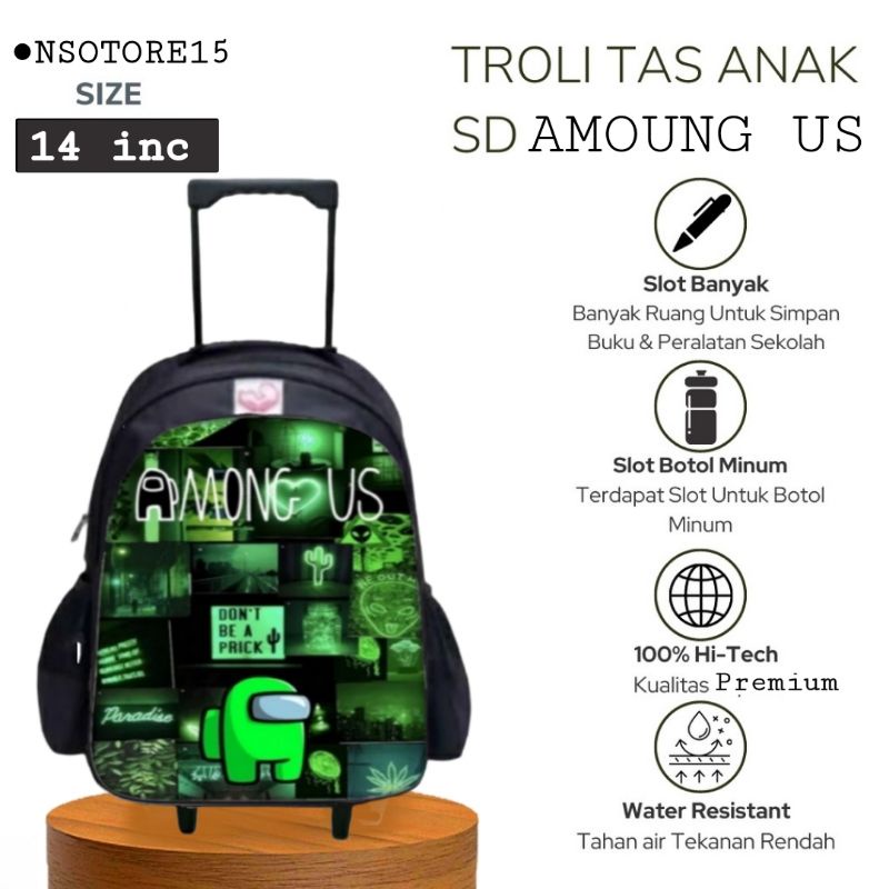 [BISA COD] PROMO Tas Ransel Troly Sekolah Laki Laki Anak Sd AMOUNG US Realpict