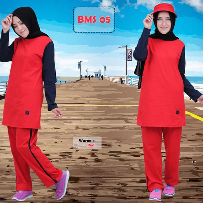 Baju Baju Setelan OlahRaga Wanita Muslim Ukuran Big Size Sporty Ori BMS 05