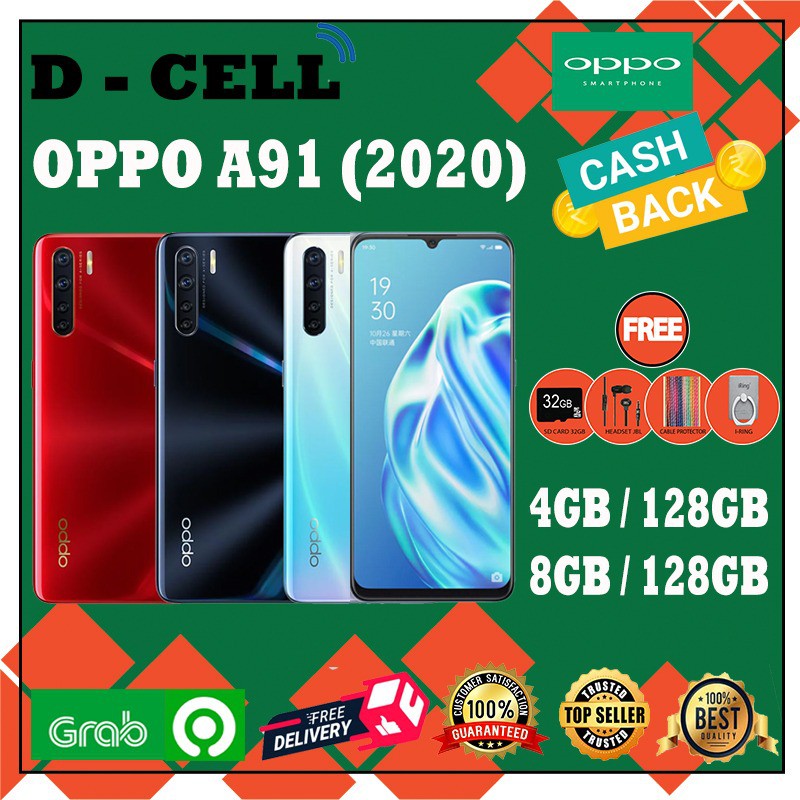 Oppo A91 2020 8GB/128GB Ram 8GB Internal 128GB Black White Blue Garansi Resmi 1 Tahun