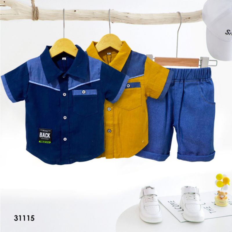 [1-6th] Overall Set Anak Laki Laki 1 2 3 4 5 6 tahun JOVIE Jumpsuit Jeans dan kemeja Baju Anak Korean Style Import / setelan overall jumpsuit kemeja anak cowok import premium