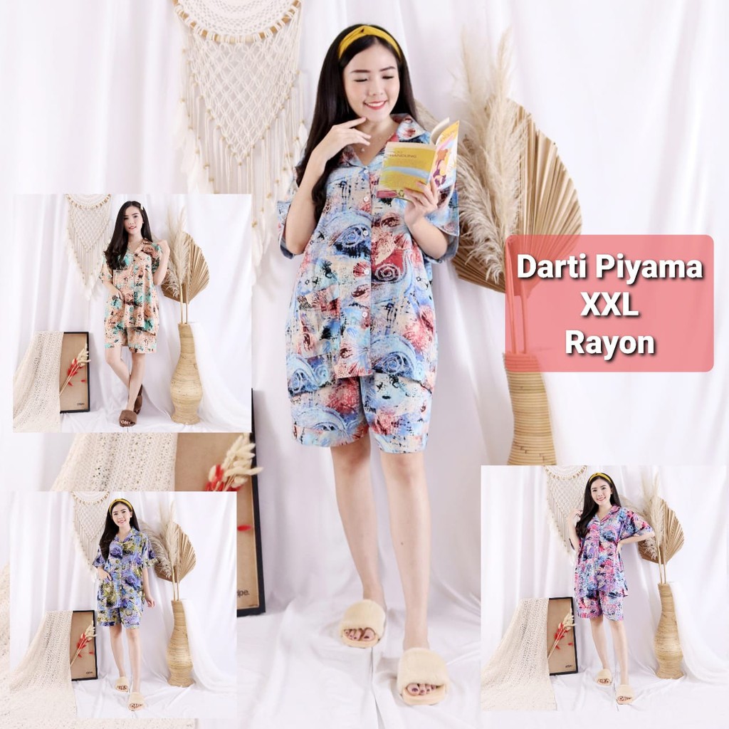 JOSJOLI_STORE/Piyama CP HP Darti Tie Dye/Piyama Rayon XXL/Pakaian Tidur Wanita Dewasa