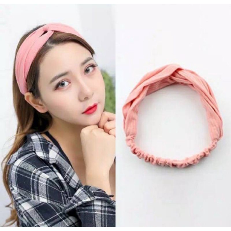 Bando Polos Garis Premium Bandana Simpul Elastis Ala Korea