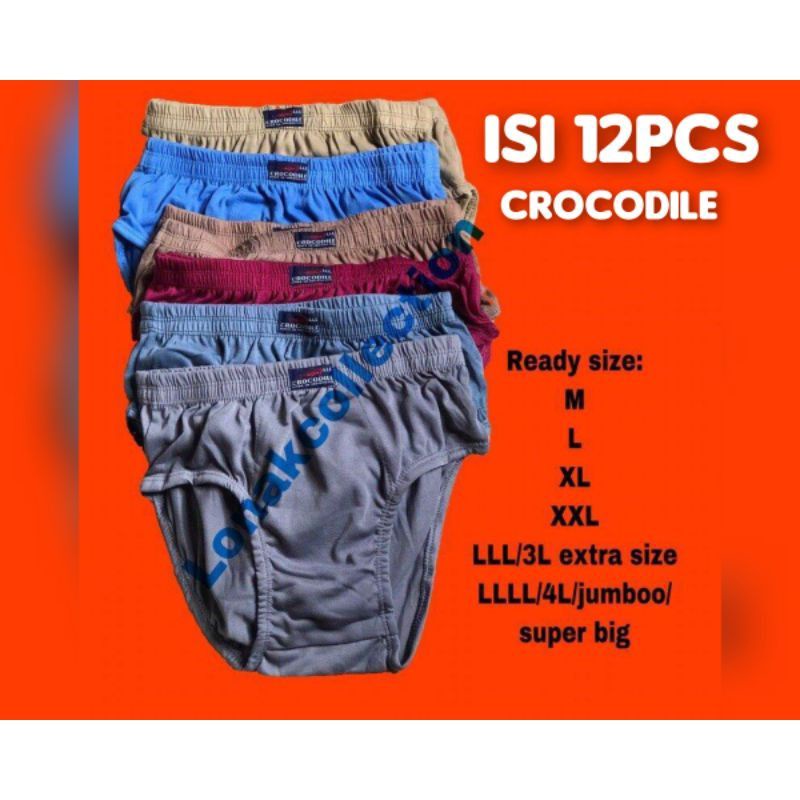 12pcs Sempak pria dewasa Crocodile M/L/XL/XXL/XXXL terlaris/celana dalam pria dewasa Crocodile murah