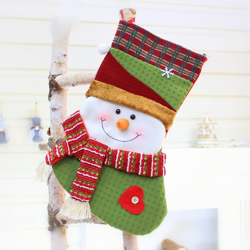 Christmas Socks Santa Syal Winter Snow Hiasan Hadiah Kaos Kaki Gantung