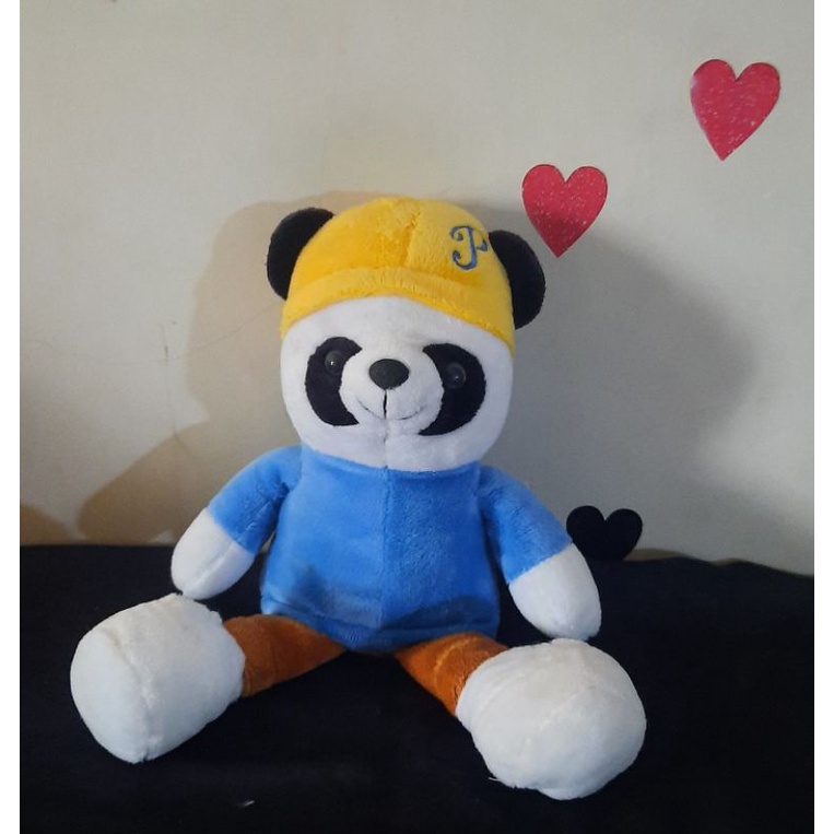 Boneka panda baju biru