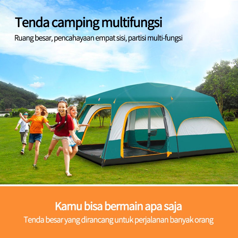 New Tenda Camping Kapasitas Luas 5-8 Orang Lipat Portable Waterproof Anti Air Outdoor Tenda Gunung