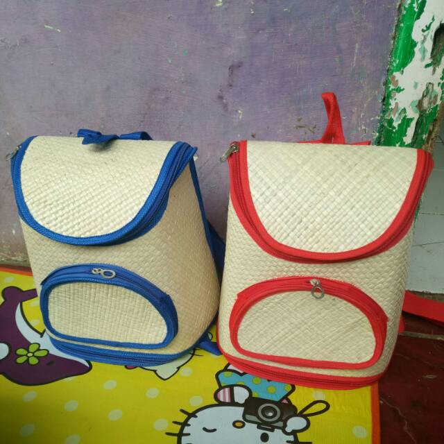 DT-1733 Tas Ransel/Tas Gendong Bahan Decoupage Anyaman Pandan Khas Tasikmalaya