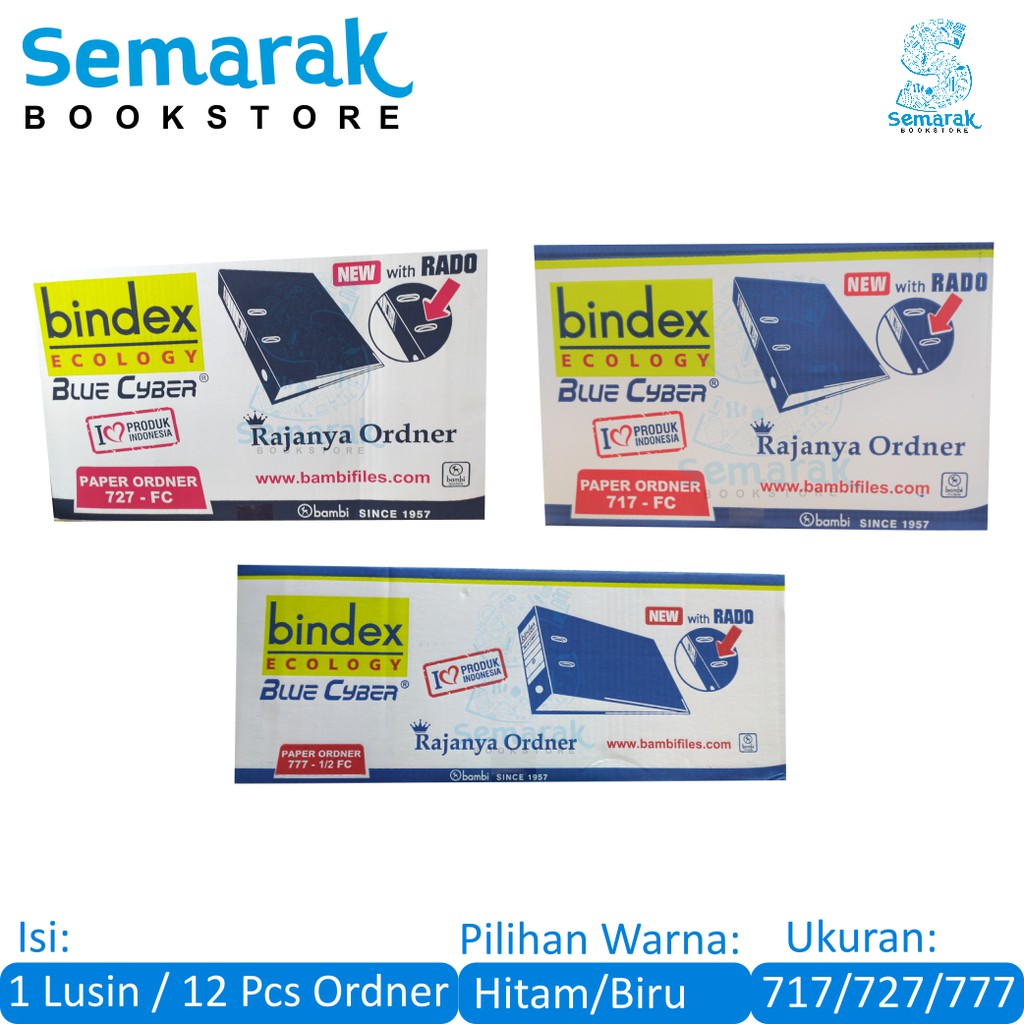 

Bindex Ecology 717 / 727 / 777 Ordner 7 CM / 5 CM - Hitam/Biru [1 Lusin / 12 Pcs]