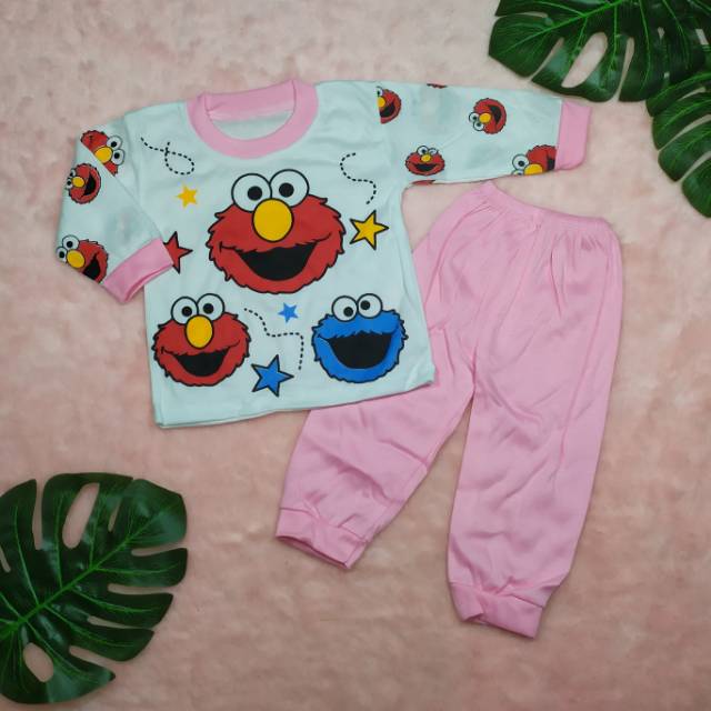 Piyama Anak Size 0-1tahun Gambar Elmo / Pakaian Bayi / Baju Tidur Bayi / Piyama Bayi