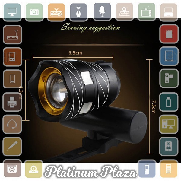 TaffLED Lampu Sepeda LED Chargerable Zoomable Bicycle Headlight CREE XML-T6 - ZK30 - Black`1R6UUZ-