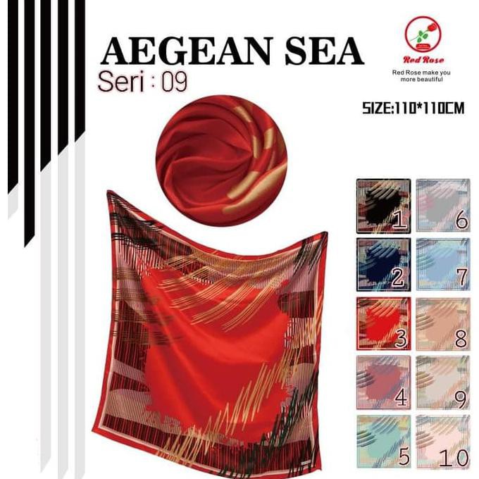 Jilbab Segi Empat Satin Velvet Motif Polkadot Bunga - seri : AEGEAN 09