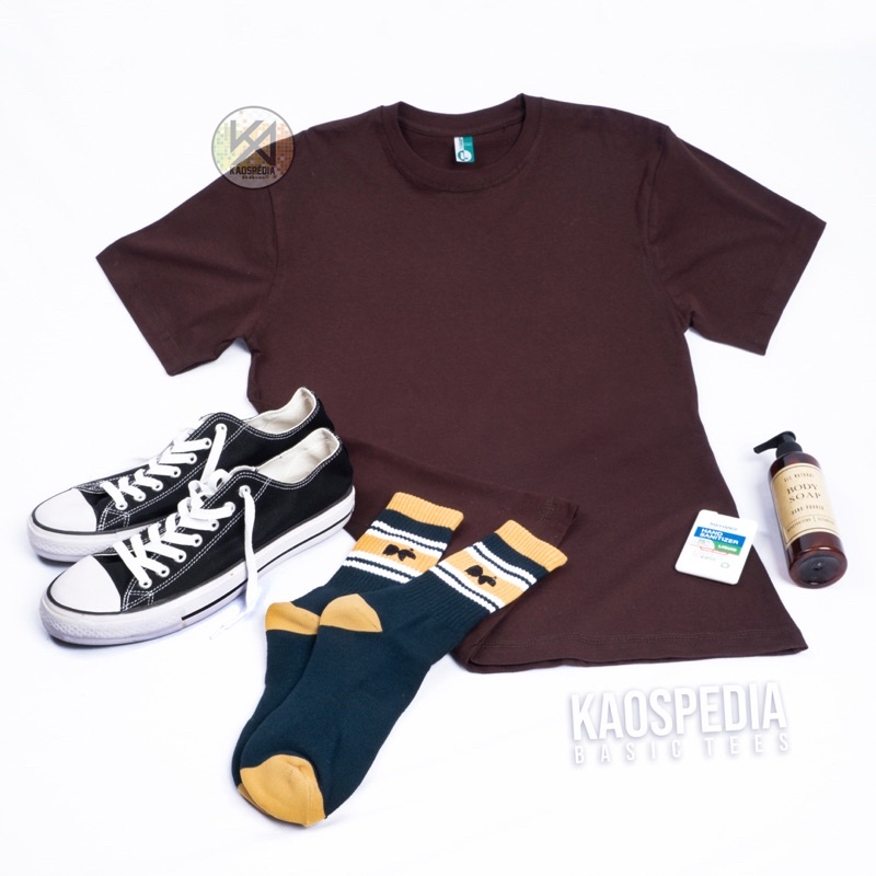 KAOS POLOS COTTON COMBED 30S LENGAN PENDEK PRIA WANITA-CHOCOLATE