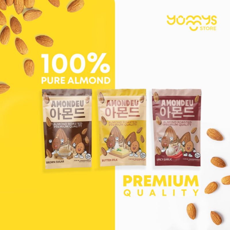 AMONDEU Kacang Almond Roasted Premium Quality dari Yummys