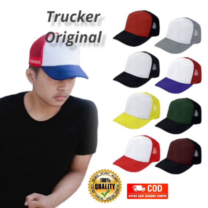 Topi trucker Jaring Polos/topi truker original /trucker distro