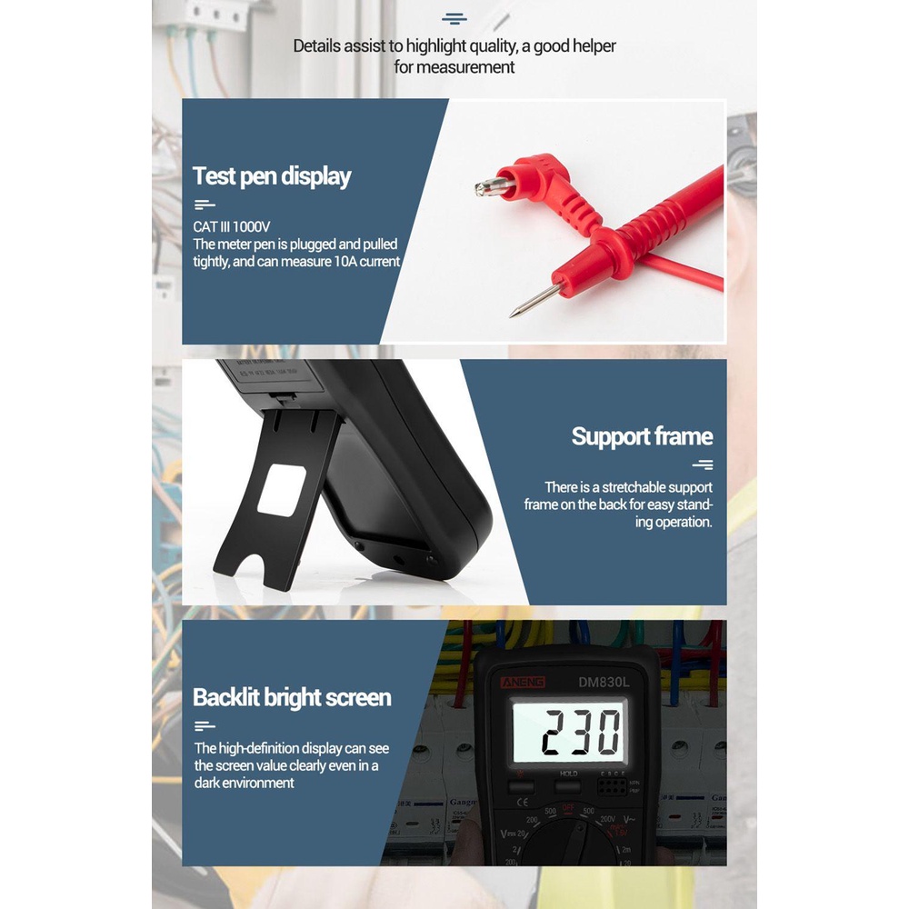 POPULAR Populer Digital Smart Multimeter Presisi Tinggi 1999hitungan Tester Transistor Jarak Otomatis