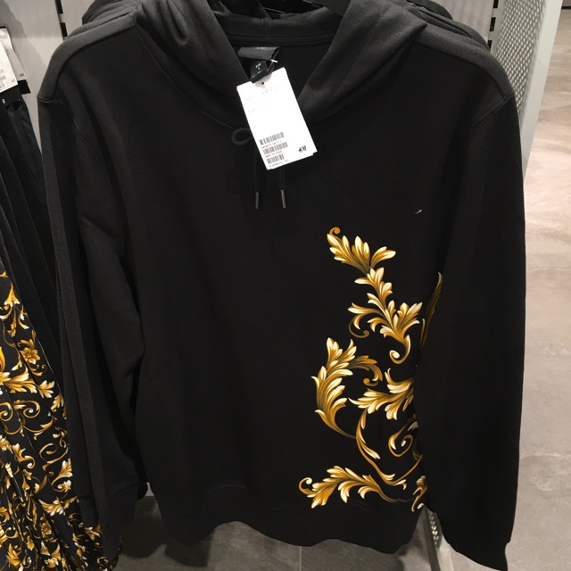 hnm jaket hoodie black gold